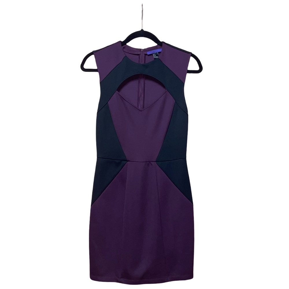 F21 Sleeveless Keyhole Dress - Purple & Black - Size M
